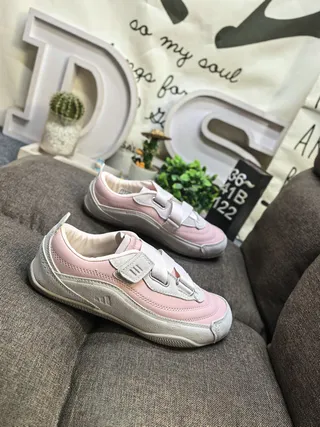 Adidas Pink Gray Velcro Strap Closure Layered Synthetic Upper Lifestyle Sneakers 9