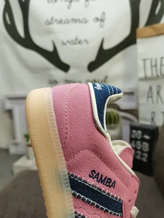 Adidas Pink Navy Suede Upper Three Stripes Lifestyle Sneakers 3