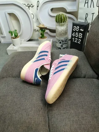 Adidas Pink Navy Suede Upper Three Stripes Lifestyle Sneakers 6