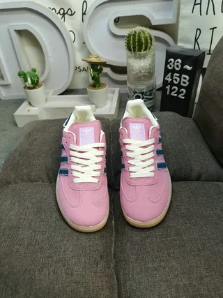 Adidas Pink Navy Suede Upper Three Stripes Lifestyle Sneakers 10