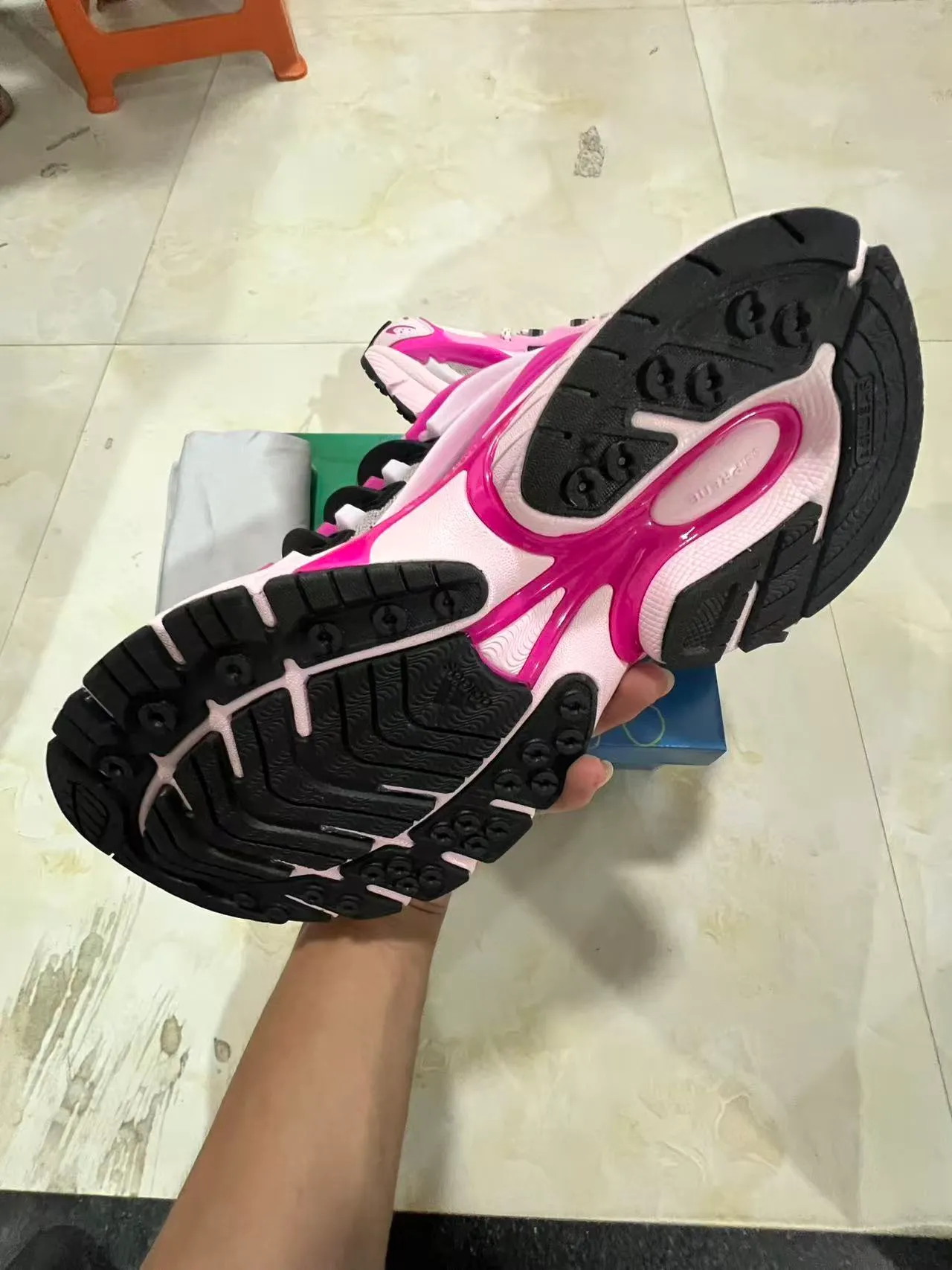 Adidas Pink White Platform Sole Layered Mesh And Plastic Overlays Chunky Sneakers 6