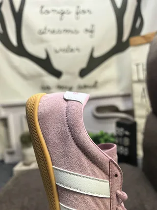 Adidas Pink White Suede Upper Three-Stripe Side Panel Lifestyle Sneakers 3