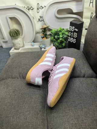 Adidas Pink White Suede Upper Three-Stripe Side Panel Lifestyle Sneakers 6