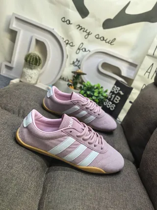 Adidas Pink White Suede Upper Three-Stripe Side Panel Lifestyle Sneakers 9