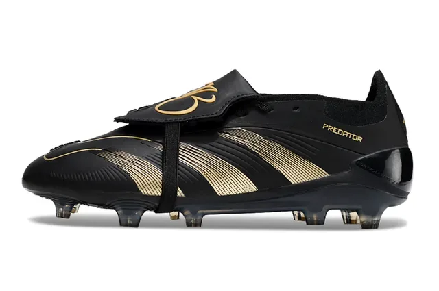 Adidas Predator Black and Gold Firm-Ground Soccer Shoes 7