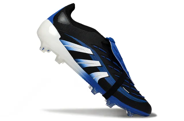 Adidas Predator Black Blue Laceless Strap Closure Gradient Upper Firm-Ground Soccer Shoes 2