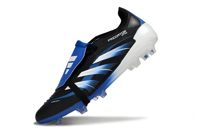 Adidas Predator Black Blue Laceless Strap Closure Gradient Upper Firm-Ground Soccer Shoes 3