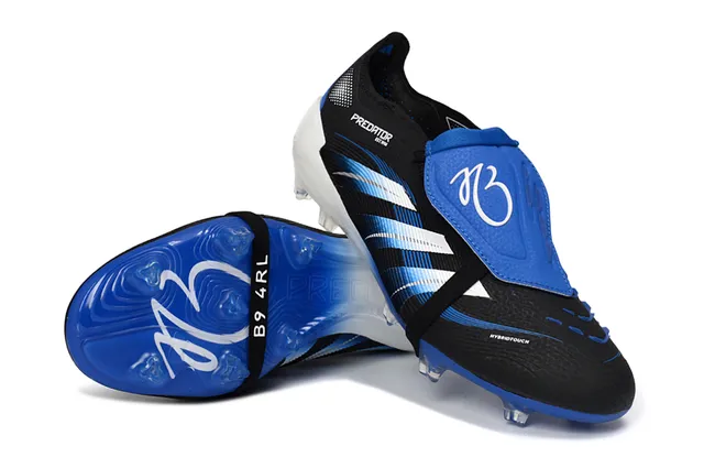 Adidas Predator Black Blue Laceless Strap Closure Gradient Upper Firm-Ground Soccer Shoes 4