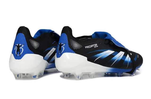 Adidas Predator Black Blue Laceless Strap Closure Gradient Upper Firm-Ground Soccer Shoes 5