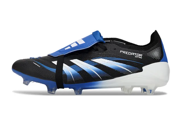 Adidas Predator Black Blue Laceless Strap Closure Gradient Upper Firm-Ground Soccer Shoes 7
