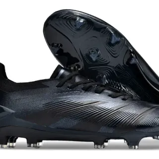 Adidas Predator Black Blue Ribbed Forefoot Cage Asymmetrical Lacing Firm-Ground Soccer Shoes