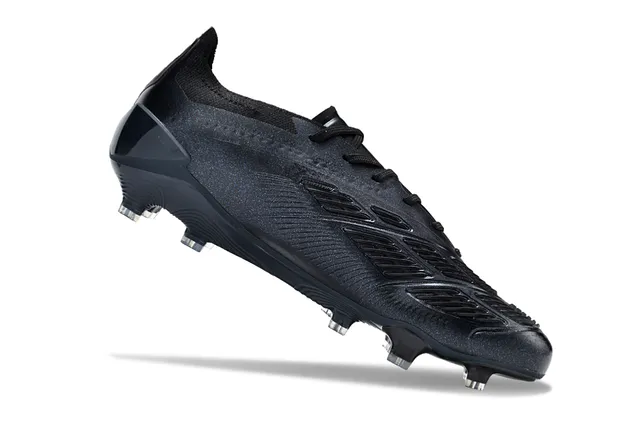 Adidas Predator Black Blue Ribbed Forefoot Cage Asymmetrical Lacing Firm-Ground Soccer Shoes 2