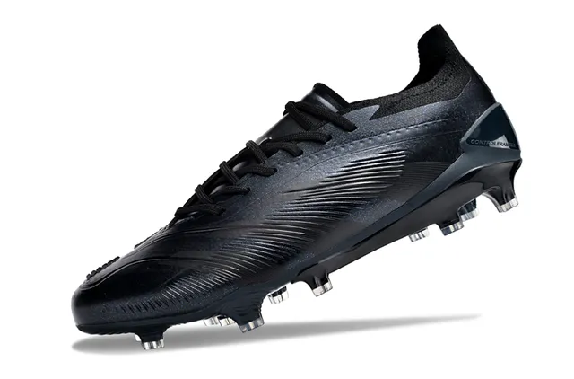 Adidas Predator Black Blue Ribbed Forefoot Cage Asymmetrical Lacing Firm-Ground Soccer Shoes 3