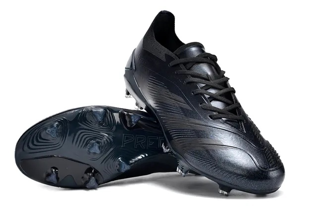 Adidas Predator Black Blue Ribbed Forefoot Cage Asymmetrical Lacing Firm-Ground Soccer Shoes 4