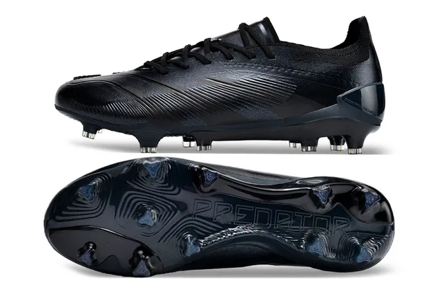 Adidas Predator Black Blue Ribbed Forefoot Cage Asymmetrical Lacing Firm-Ground Soccer Shoes 6