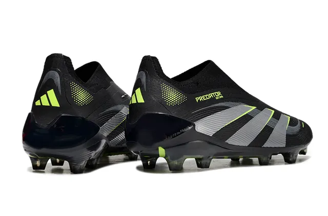Adidas Predator Black Green Sock-Fit Collar Textured Synthetic Upper Firm-Ground Soccer Shoes 5