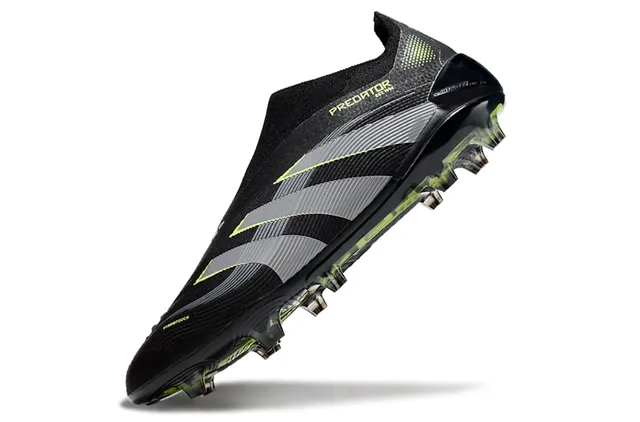 Adidas Predator Black Green Sock-Fit Collar Textured Synthetic Upper Firm-Ground Soccer Shoes 7