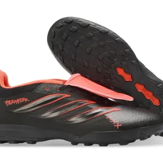Adidas Predator काले नारंगी लो-कट सिल्हूट सिंथेटिक लेदर अपर टर्फ फुटबॉल जूते