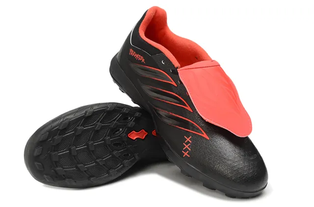 Adidas Predator أسود برتقالي منخفض القطع Silhouette جلد صناعي علوي أحذية كرة القدم للعشب 13