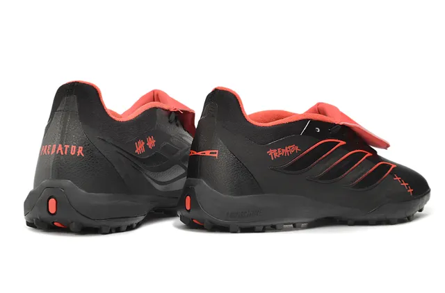 Adidas Predator أسود برتقالي منخفض القطع Silhouette جلد صناعي علوي أحذية كرة القدم للعشب 15
