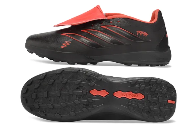 Adidas Predator أسود برتقالي منخفض القطع Silhouette جلد صناعي علوي أحذية كرة القدم للعشب 16