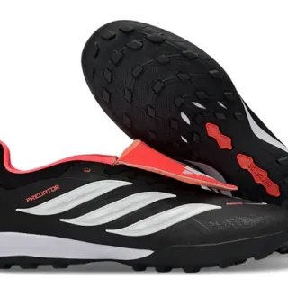 Adidas Predator Black Red Low-Cut Synthetic Upper Turf Soccer Shoes