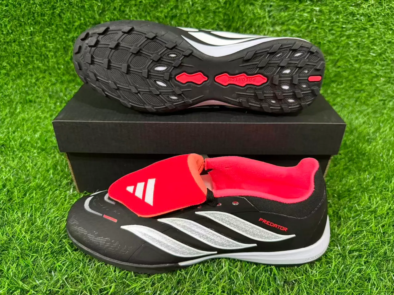Adidas Predator Noir Rouge Low-Cut Upper Synthétique Turf Chaussures de Football 6