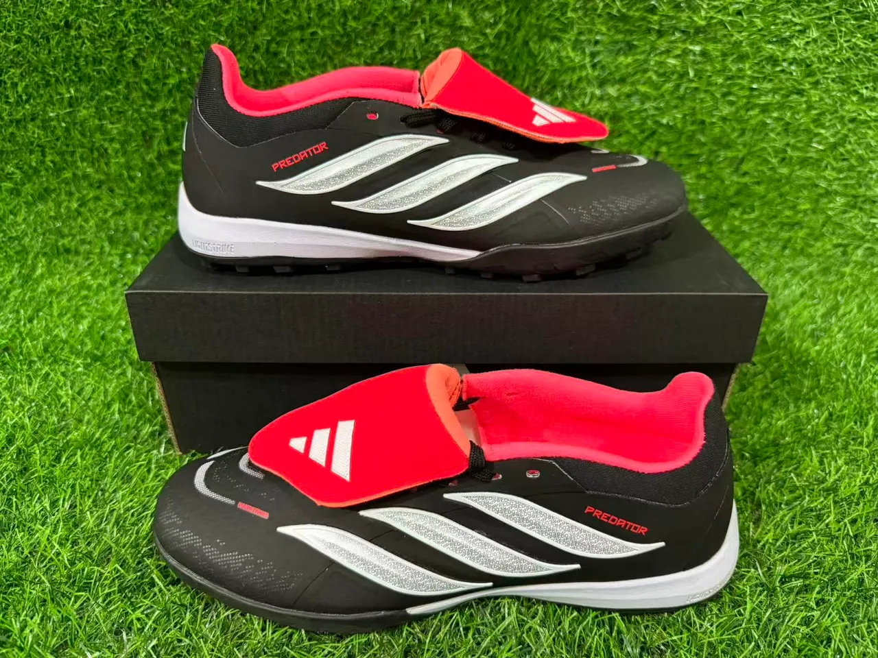 Adidas Predator Noir Rouge Low-Cut Upper Synthétique Turf Chaussures de Football 8
