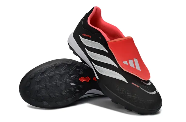Adidas Predator Noir Rouge Low-Cut Upper Synthétique Turf Chaussures de Football 12