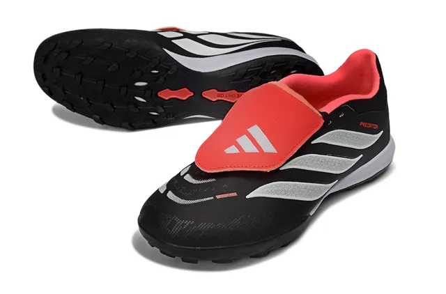 Adidas Predator Noir Rouge Low-Cut Upper Synthétique Turf Chaussures de Football 13