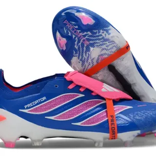 Adidas Predator Azul Rosa Sin Cordones Cierre con Correa Texturizado Tres Rayas Suela Firme Zapatos de Fútbol