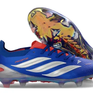 Adidas Predator Blue Silver Synthetic Upper Three Stripes Firm-Ground Soccer Shoes