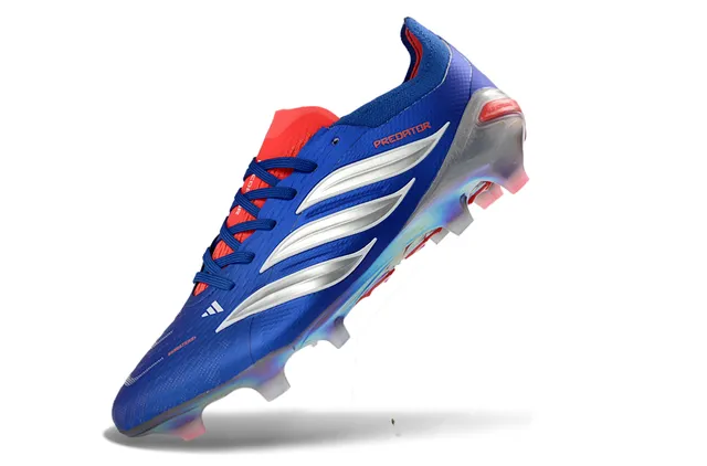 Adidas Predator Blue Silver Synthetic Upper Three Stripes Firm-Ground Soccer Shoes 3