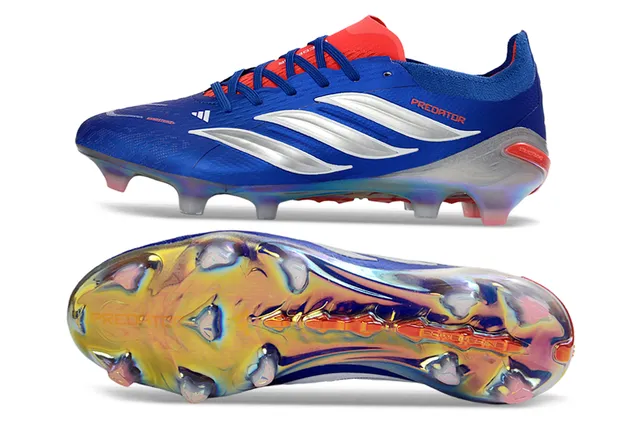 Adidas Predator Blue Silver Synthetic Upper Three Stripes Firm-Ground Soccer Shoes 6
