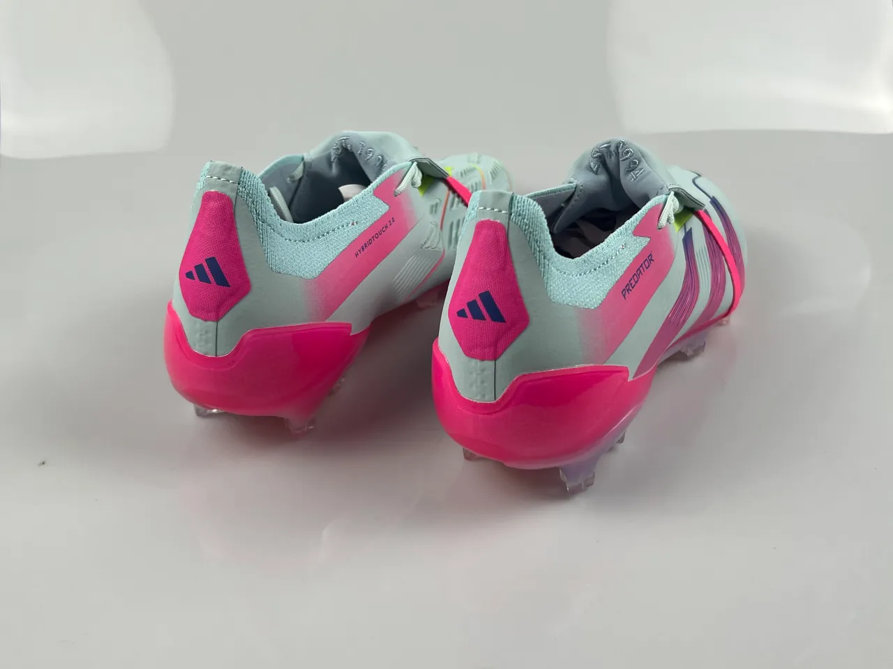 Adidas Predator Gray Pink Laceless Strap Closure Molded Conical Studs Firm-Ground Soccer Shoes 2