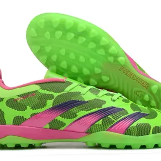 Adidas Predator Verde Rosa Neón Camuflaje Parte superior Suela media Acento Césped Zapatos de fútbol
