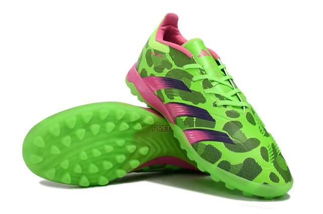 Adidas Predator Vert Rose Néon Camouflage Haut de chaussure Semelle intermédiaire Accent Gazon artificiel Chaussures de football 4