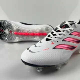 Adidas Predator Nanostrike सफेद गुलाबी काला दृढ़ मिट्टी फुटबॉल जूते