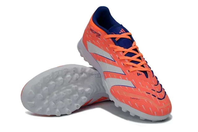 Adidas Predator Chaussures de football turf orange blanc à tige basse en synthétique avec motif géométrique texturé 4