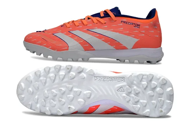 Adidas Predator Chaussures de football turf orange blanc à tige basse en synthétique avec motif géométrique texturé 6