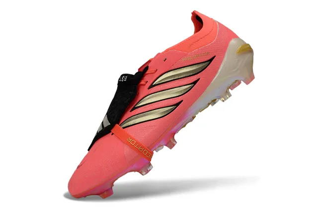 Adidas Predator Pink Gold Low-Cut Lace-Cover Boot Metallic Stripes Firm-Ground Soccer Shoes 3