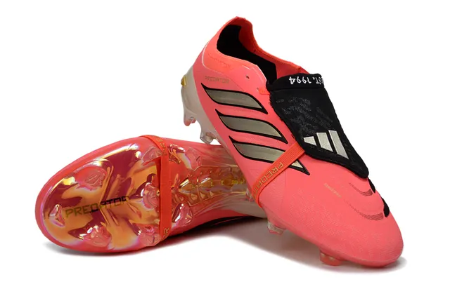 Adidas Predator Pink Gold Low-Cut Lace-Cover Boot Metallic Stripes Firm-Ground Soccer Shoes 4