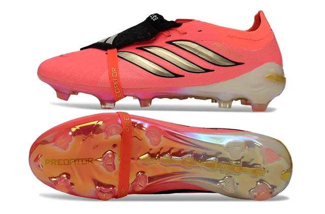Adidas Predator Pink Gold Low-Cut Lace-Cover Boot Metallic Stripes Firm-Ground Soccer Shoes 6