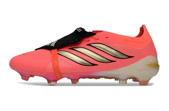 Adidas Predator Pink Gold Low-Cut Lace-Cover Boot Metallic Stripes Firm-Ground Soccer Shoes 7