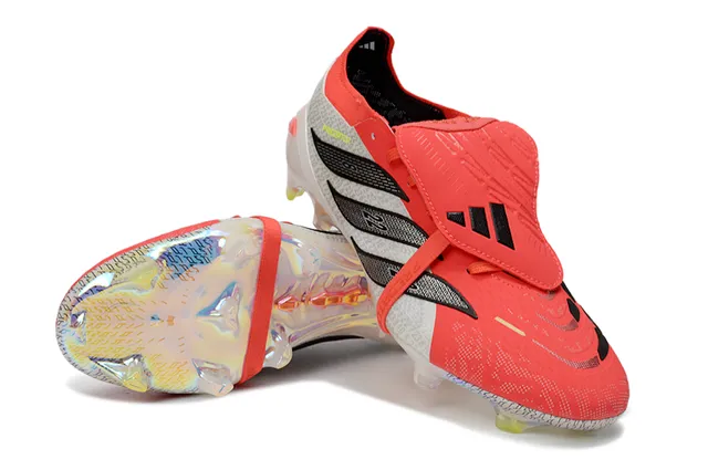 Adidas Predator Red Silver Low-Cut Silhouette Iridescent Translucent Sole Firm-Ground Soccer Shoes 4