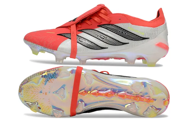 Adidas Predator Red Silver Low-Cut Silhouette Iridescent Translucent Sole Firm-Ground Soccer Shoes 6