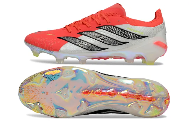 Adidas Predator 红色白色 低帮足球靴 全息虹彩鞋底 人工草地足球鞋 6