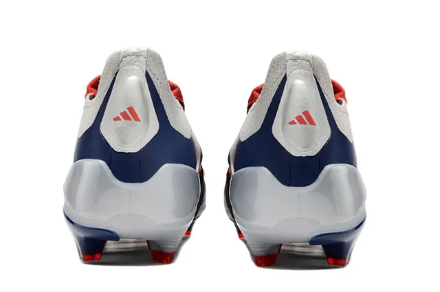 Adidas Predator Silver Navy Asymmetrical Strap Closure Wave-Patterned Midfoot Cage Firm-Ground Soccer Shoes 4