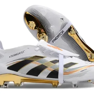 Adidas Predator +TEAMGEIST White Black Gold Firm-Ground Soccer Shoes