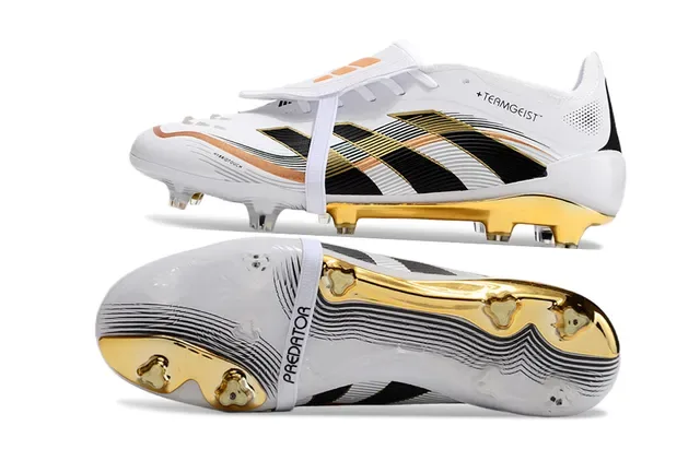 Chaussures de football Adidas Predator +Teamgeist Blancs Noirs Dorés Firm-Ground 6